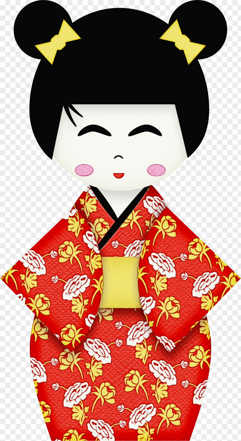 Black Hair Doll Japan Background PNG