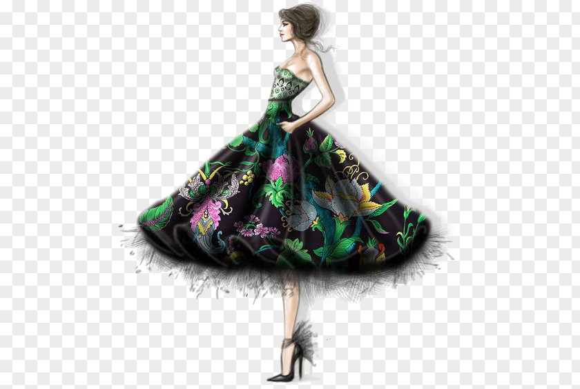 Cartoon Female Model Drawing Fashion Illustrator Illustration PNG