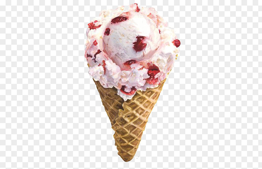 Vanilla Ice Cream Neapolitan Cone Background PNG