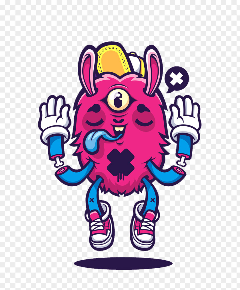 Hairy Monster Paper Sticker PNG