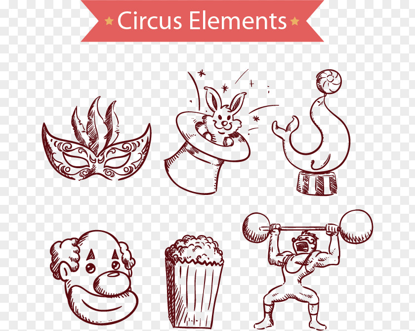 Hand-painted Circus Element Vector Material Drawing Euclidean PNG