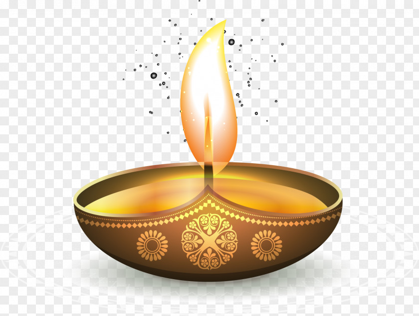 Golden Shining Oil Lamp Ezhamkulam Light Diwali PNG