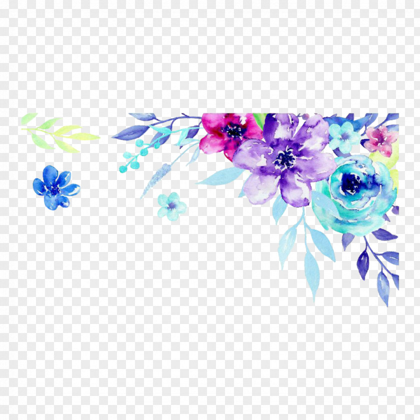 Flower Watercolor: Flowers Watercolor Painting Clip Art Blue PNG