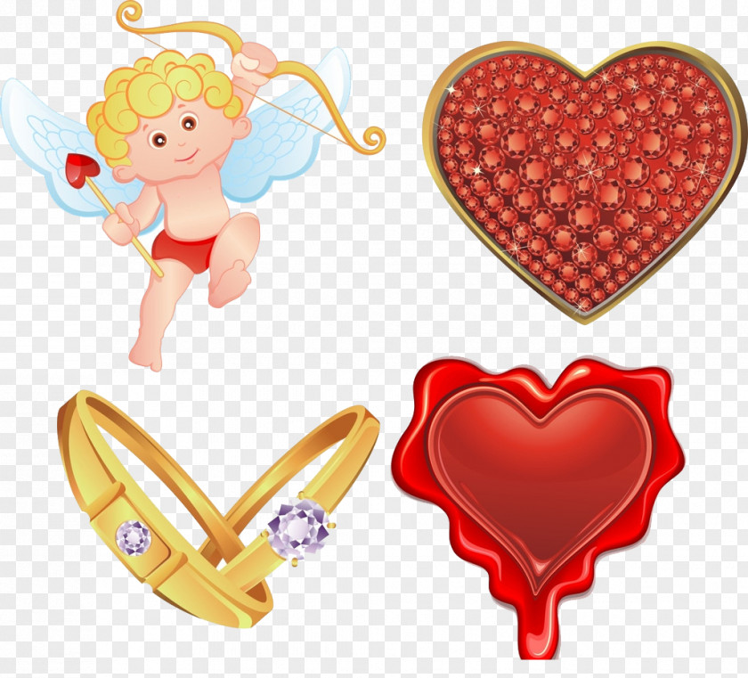 Cupid Heart Wax Illustration PNG