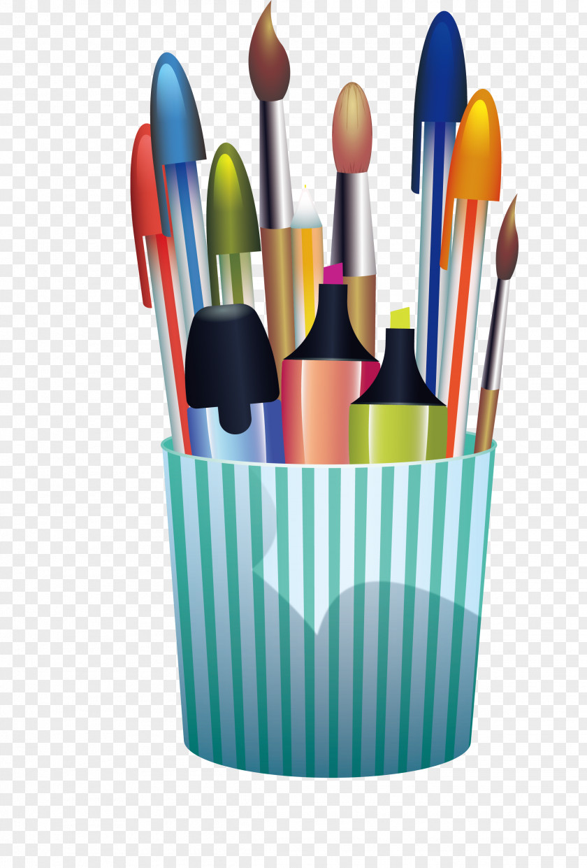Green Stripe Pen Container Pencil Clip Art PNG