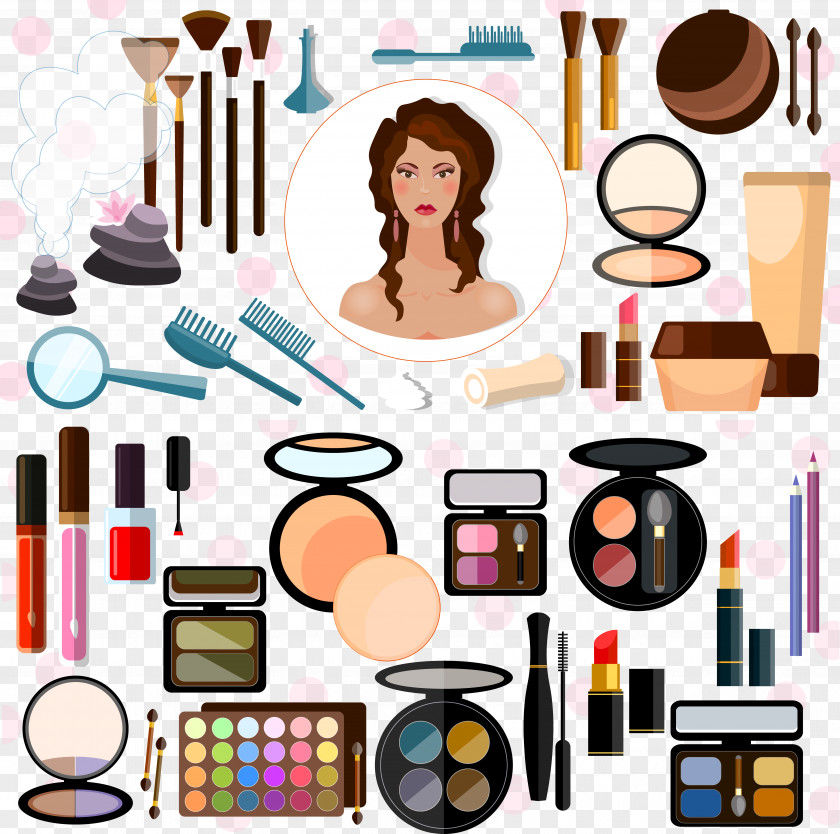 Decorative Bunch Of Cosmetics And Make-up Tools Artist Illustration PNG