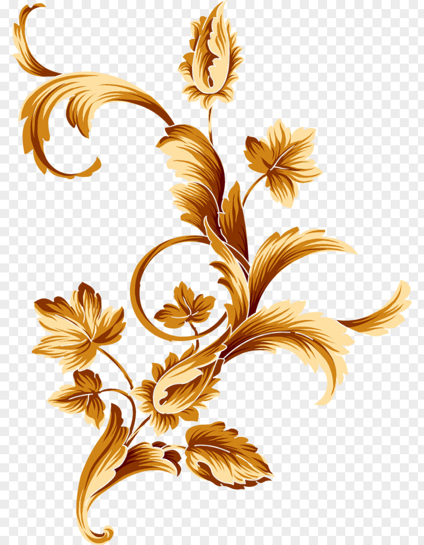 Gold Border Flower Color Clip Art PNG