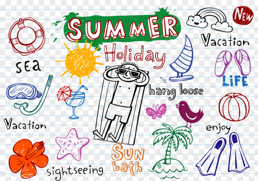 Hand-painted Summer Element Vector Material Downloaded, Drawing Euclidean PNG