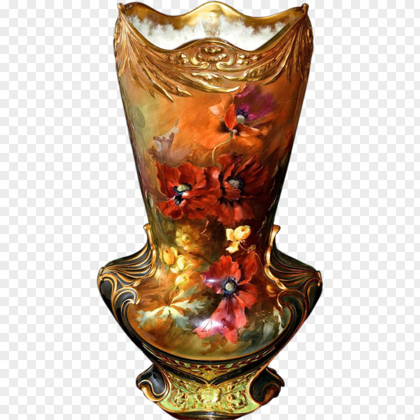 Vase Porcelain Poppy Bonn Pottery PNG