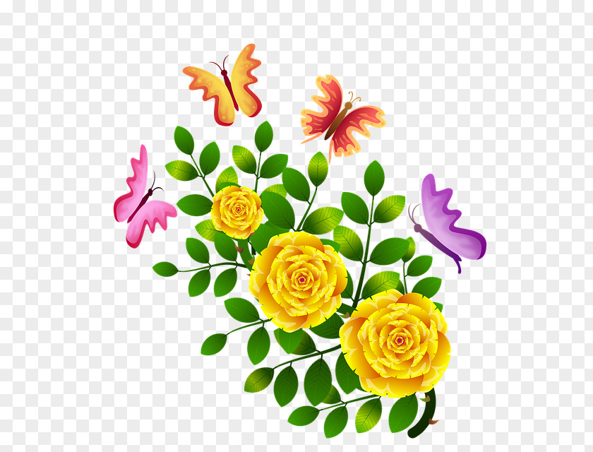 Butterfly Garden Roses Floral Design Flower Clip Art PNG