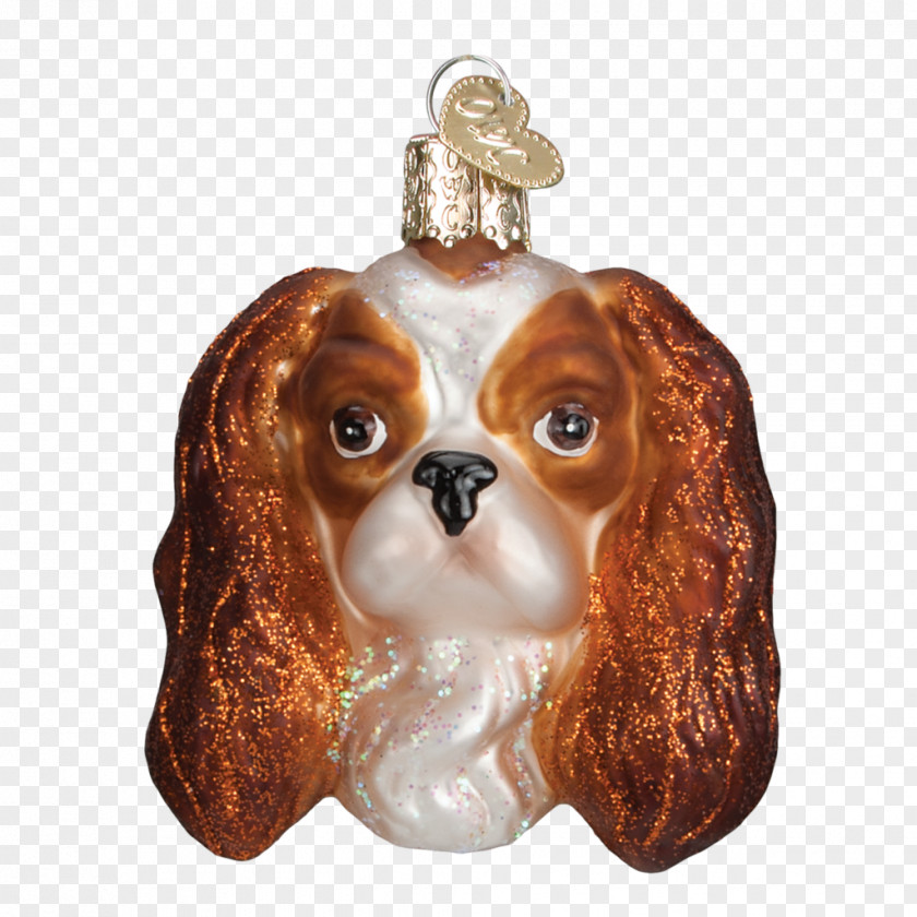 Hand Painted Hot Dog Cavalier King Charles Spaniel Christmas Ornament Companion PNG