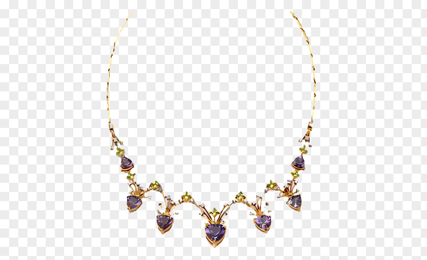 Purple Crystal Necklace Jewelry Gemstone Jewellery Handmade PNG