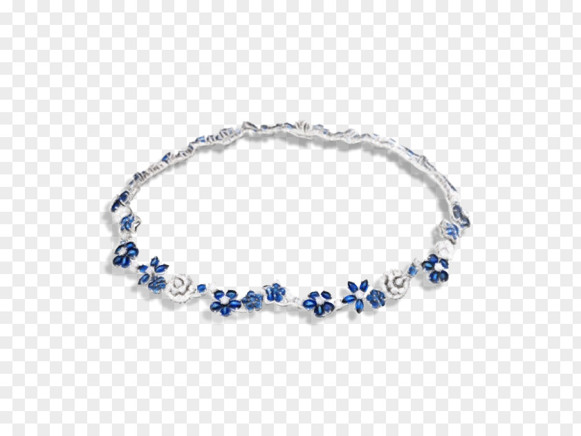 Sapphire Bracelet Necklace Bead Cobalt Blue PNG