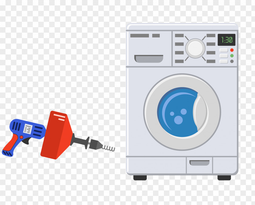 Vector Cartoon Intelligent Flat Drum Washing Machine Laundry Plumbing PNG