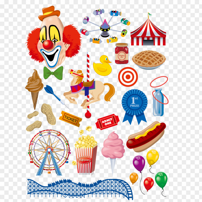 Cartoon Clown Vector Material Will Traveling Carnival Circus PNG