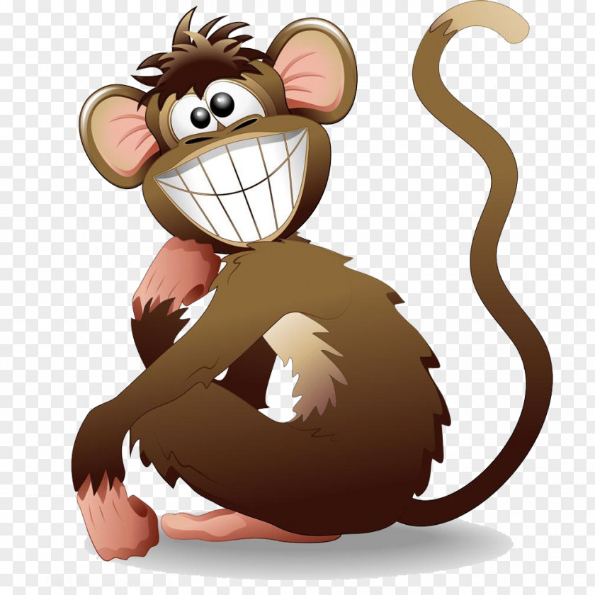 Lovely Grin Cartoon Monkey Laughter PNG
