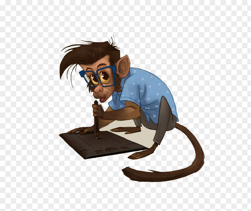 Cartoon Monkey Painting Drawing PNG