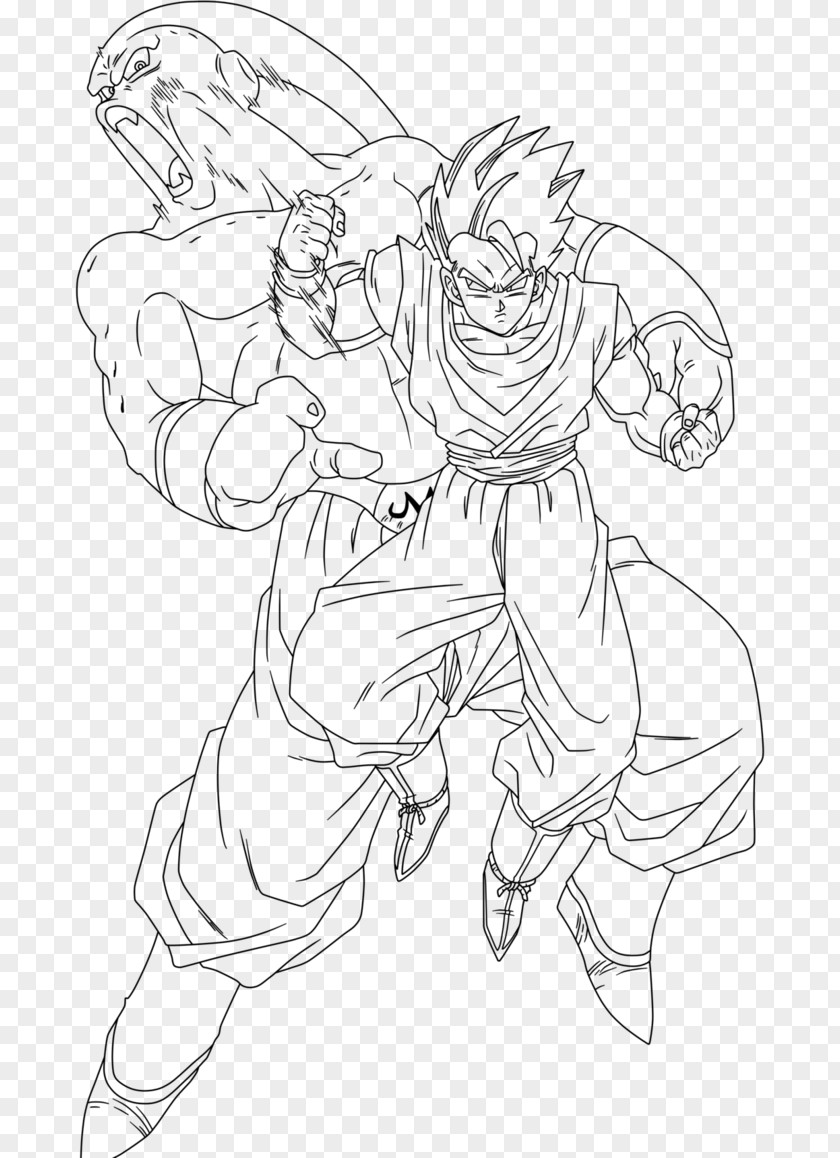 Goku. Vs. Jiren Majin Buu Line Art Gohan DeviantArt PNG