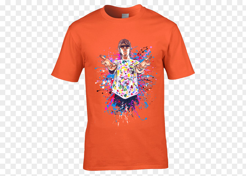 Orange T-shirt Design Printed Miami Dolphins Gildan Activewear PNG