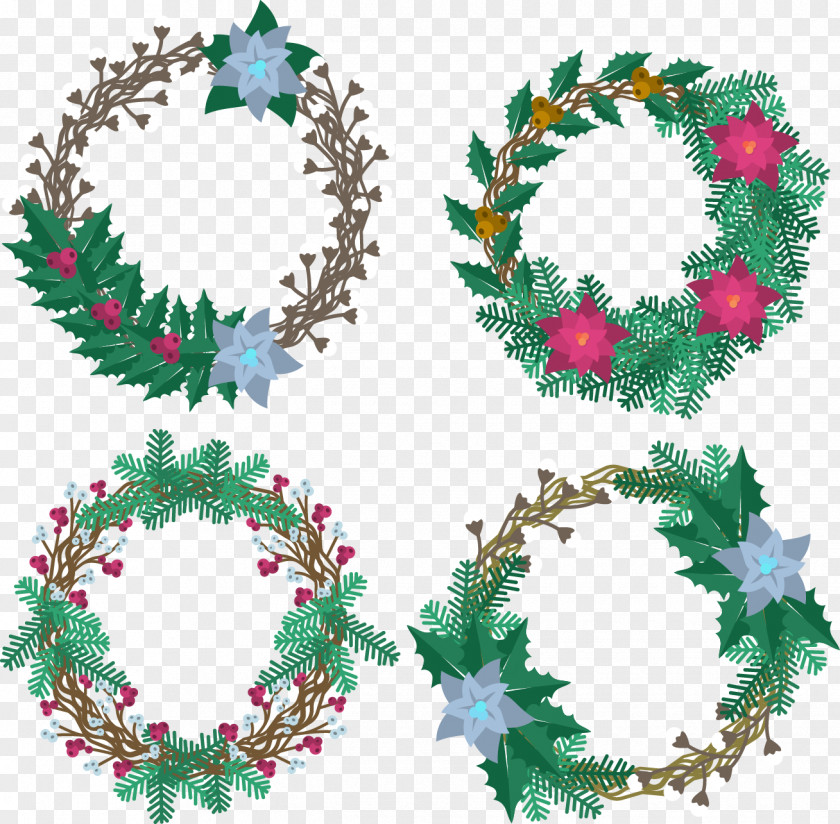 Vector Painted Garlands Christmas Tree Wreath Garland PNG