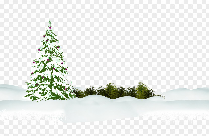 Green Fresh Trees Snow Decorative Patterns Christmas Tree Wallpaper PNG