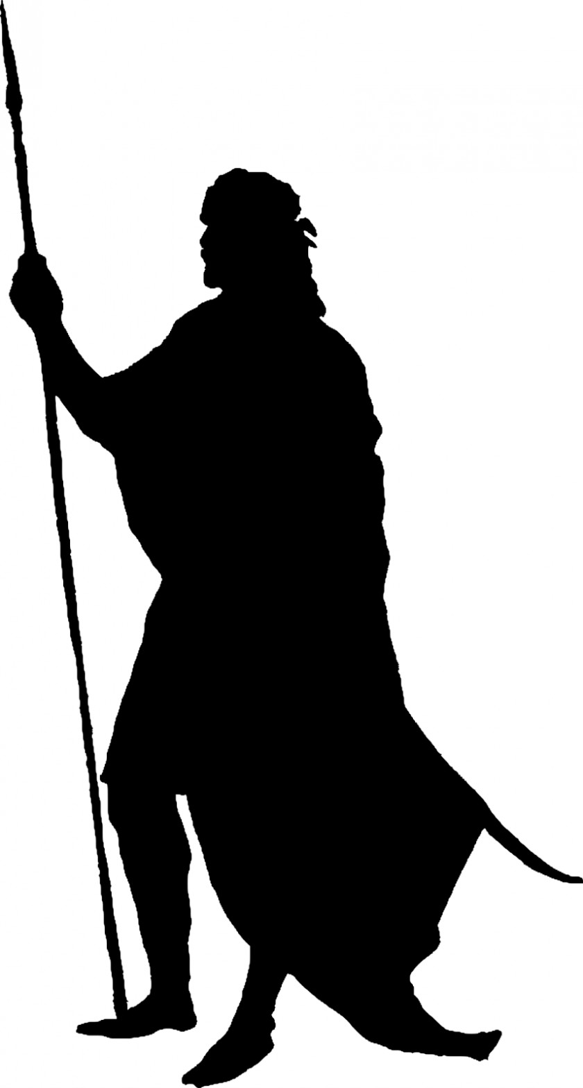 Silhouette Middle Ages Man With Spear Clip Art PNG