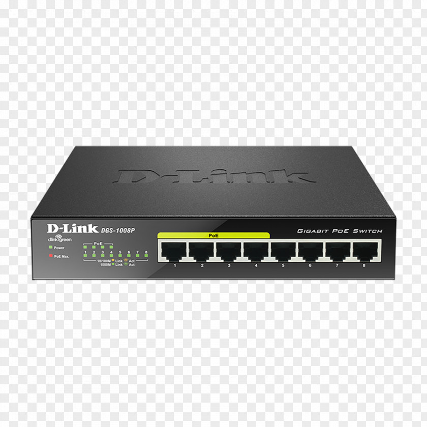 Halfduplex Gigabit Ethernet Power Over Network Switch D-Link DGS 1008P PNG
