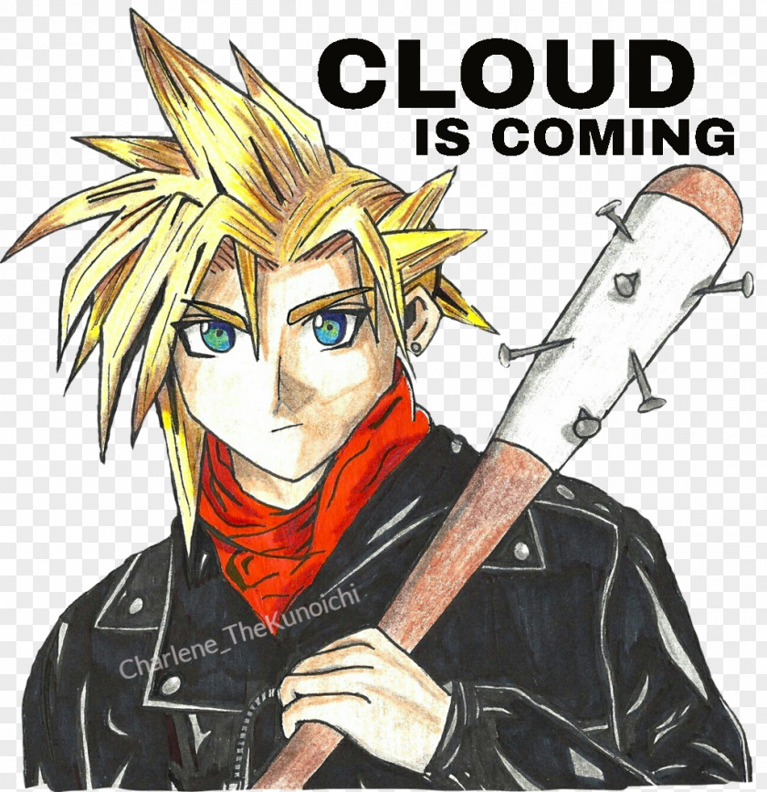CLOUD DOODLE Final Fantasy VII Remake XIV Cloud Strife Negan PNG
