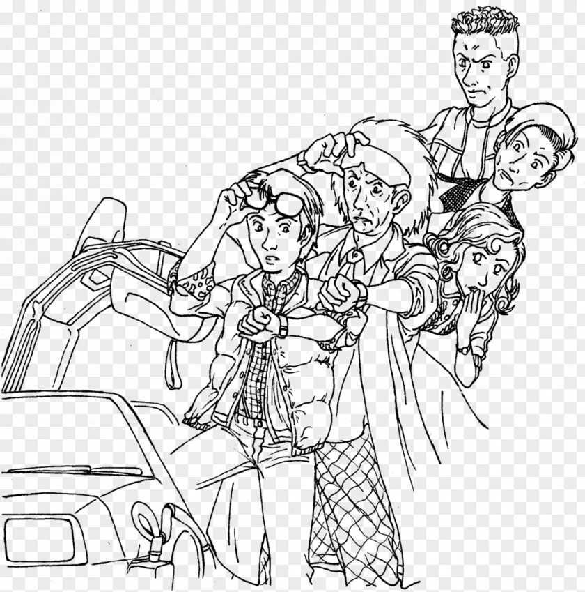 Marty McFly Dr. Emmett Brown Line Art Drawing Back To The Future PNG