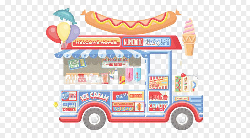 Cartoon Hot Dog Cart Sausage Street Food Fast PNG