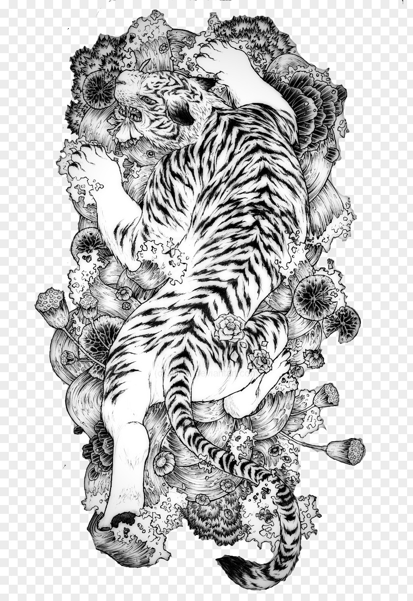 China Tattoo White Tiger Chinese Dragon PNG