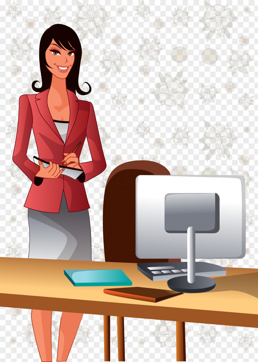 Vector Business Woman President Cartoon Illustration PNG