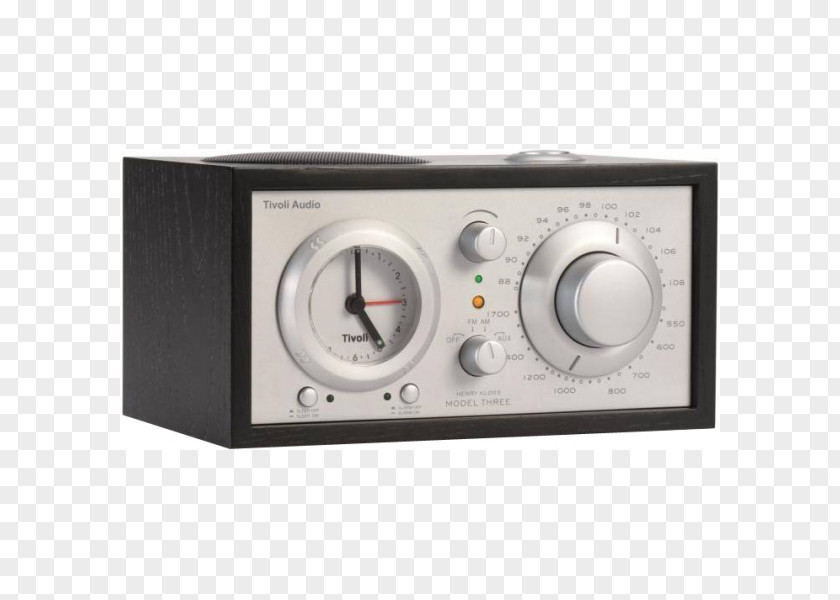 Model Three BT Alarm Clock Radio, Black / Silver ClockradioRadio Tivoli Audio PNG