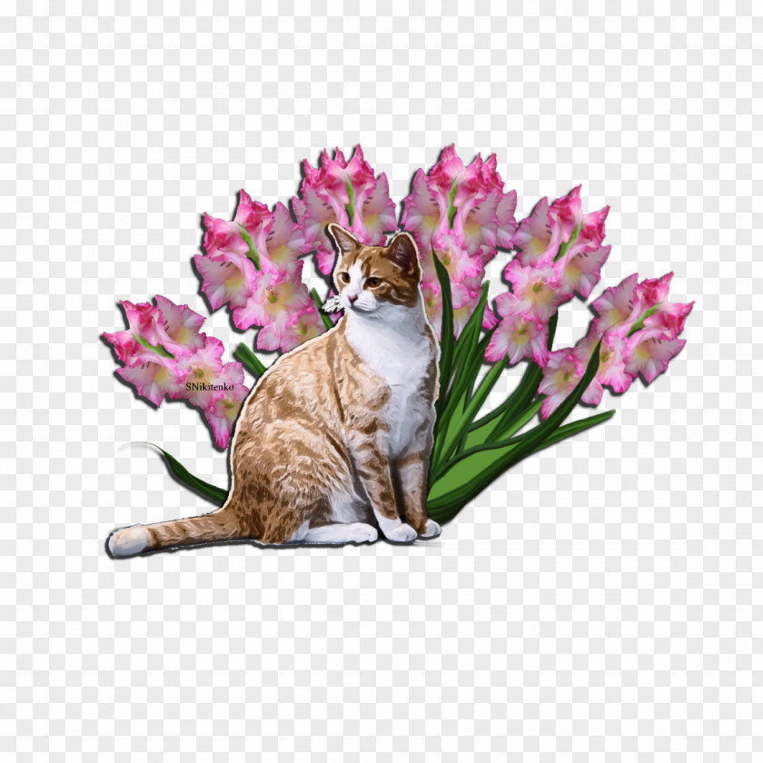 Beseech Illustration Flower Garden Whiskers Kitten Cat PNG