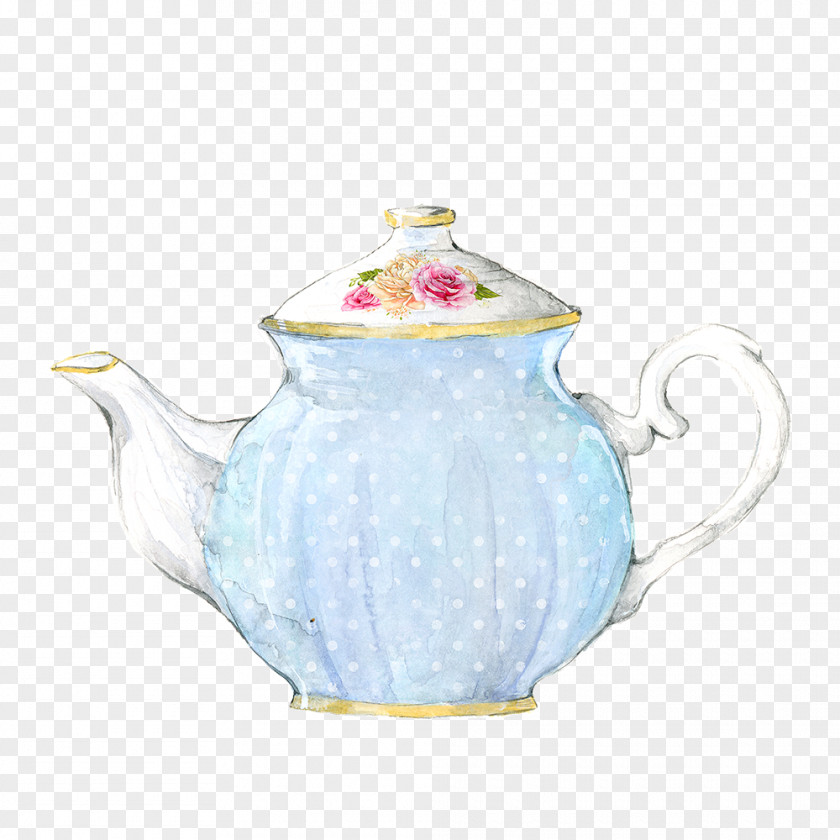 Flower Cup Teapot Coffee Watercolor Painting Teacup PNG
