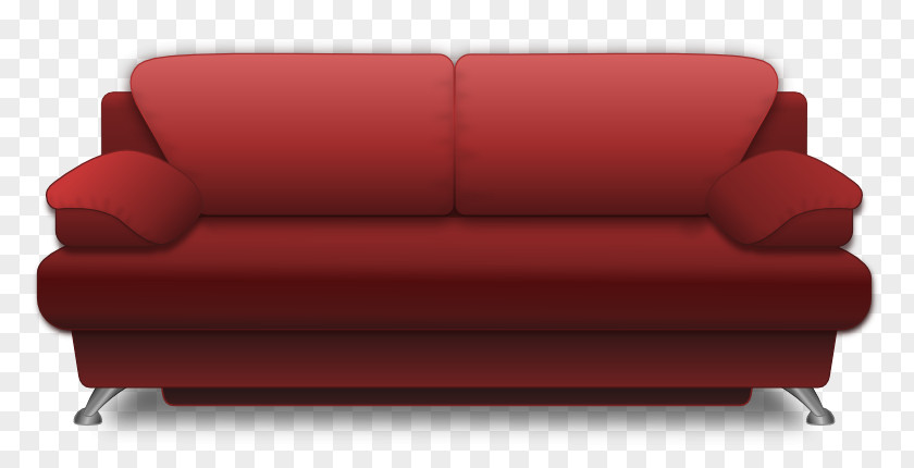 Red Sofa Bed Couch Furniture Living Room Clip Art PNG