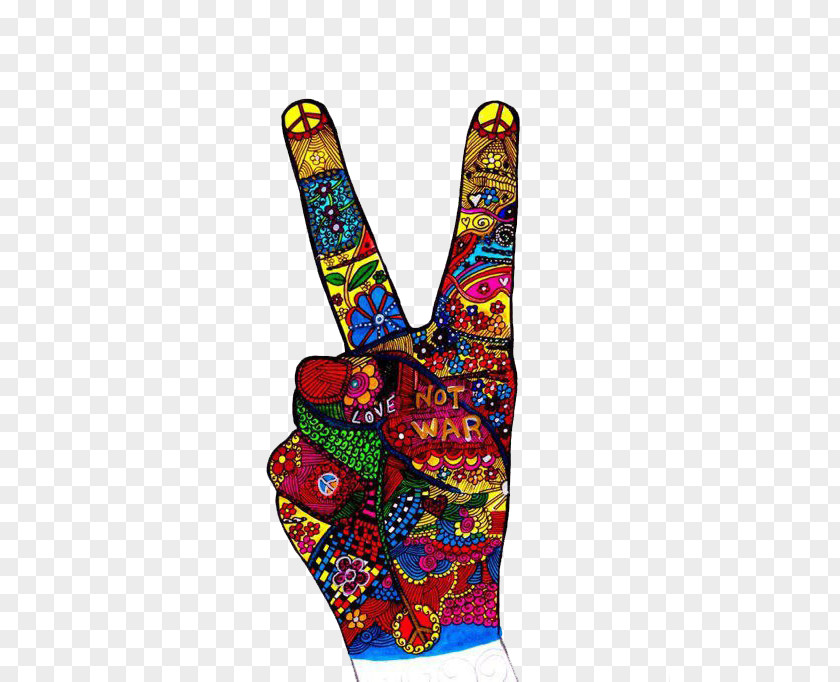 Graffiti Hands 1960s Peace Symbols Hippie Art PNG
