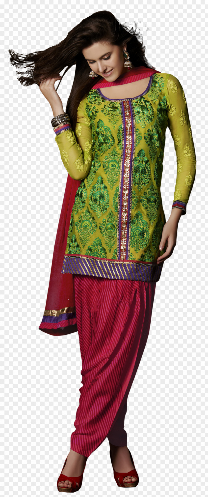 Baisakhi Vaisakhi Patiala Magenta Green Costume PNG