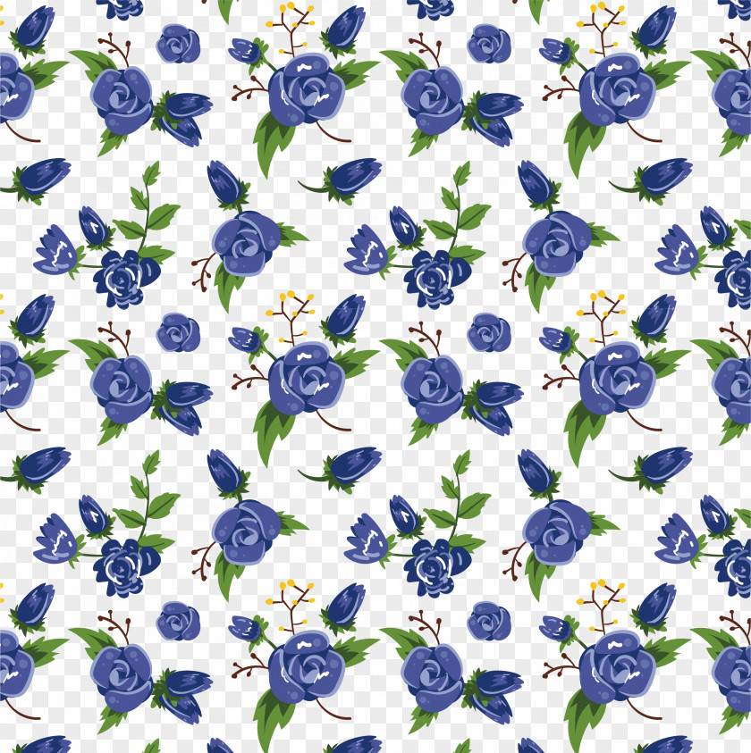 Blue Rose Pattern Paper Flower PNG