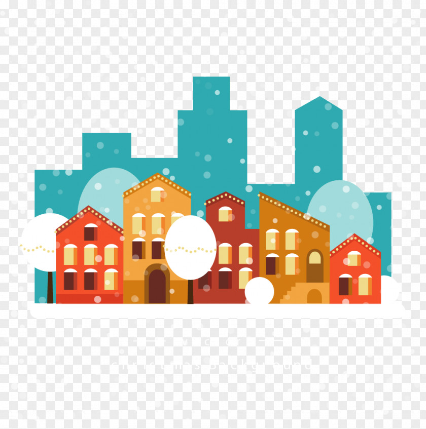 Winter Town Street Illustration PNG