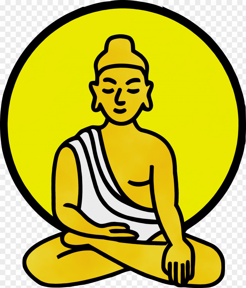 Yellow Sitting Line Art Finger Meditation PNG