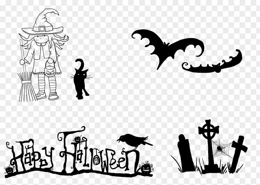 Halloween Elements Drawing Line Art Graphic Design Clip PNG
