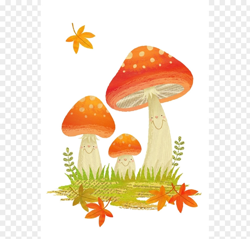 Autumn Colors Mushroom Watercolor Painting Clip Art PNG