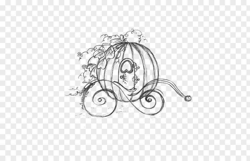 Cartoon Sketch Pumpkin Carriage Cinderella Drawing PNG