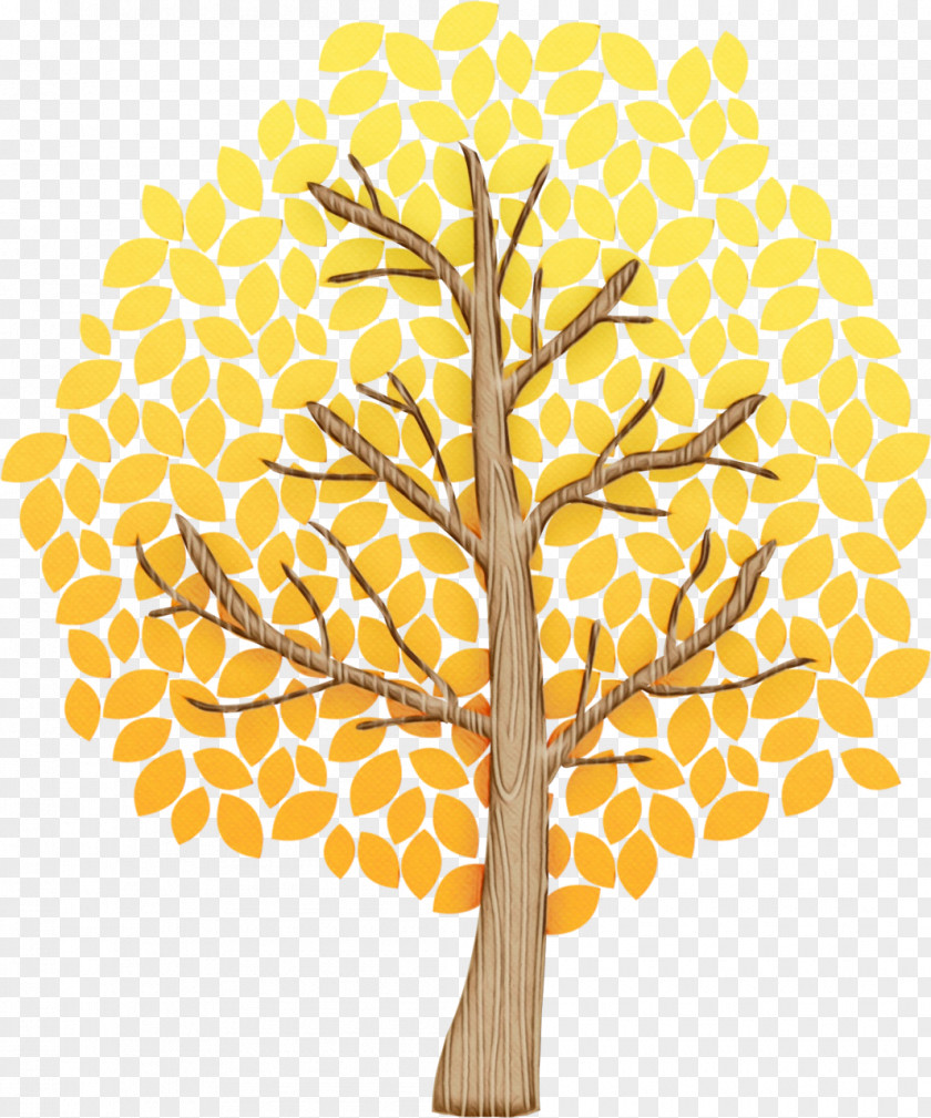 Leaf Tree Twig Yellow Line PNG