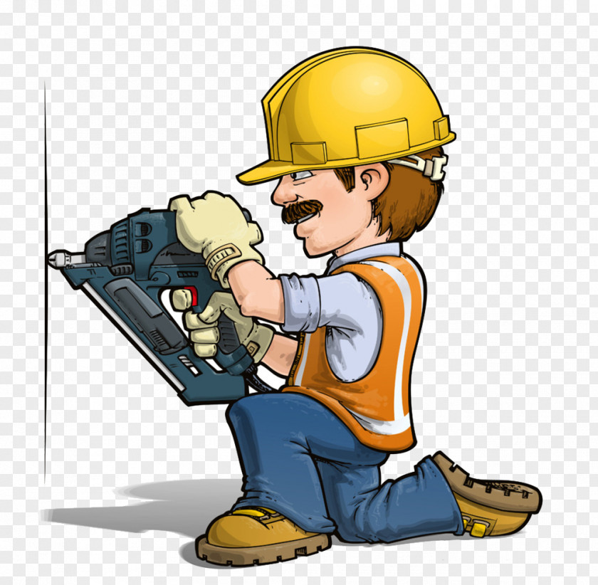 Power Brick Decoration Installation Worker Cartoon Handyman Stock Illustration PNG