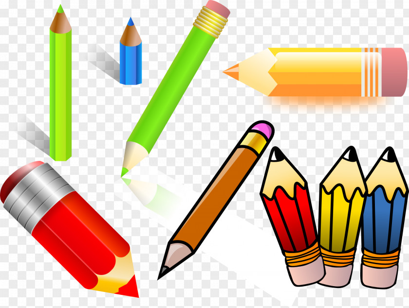 Decorative Colorful Pencil Crayon Drawing Clip Art PNG