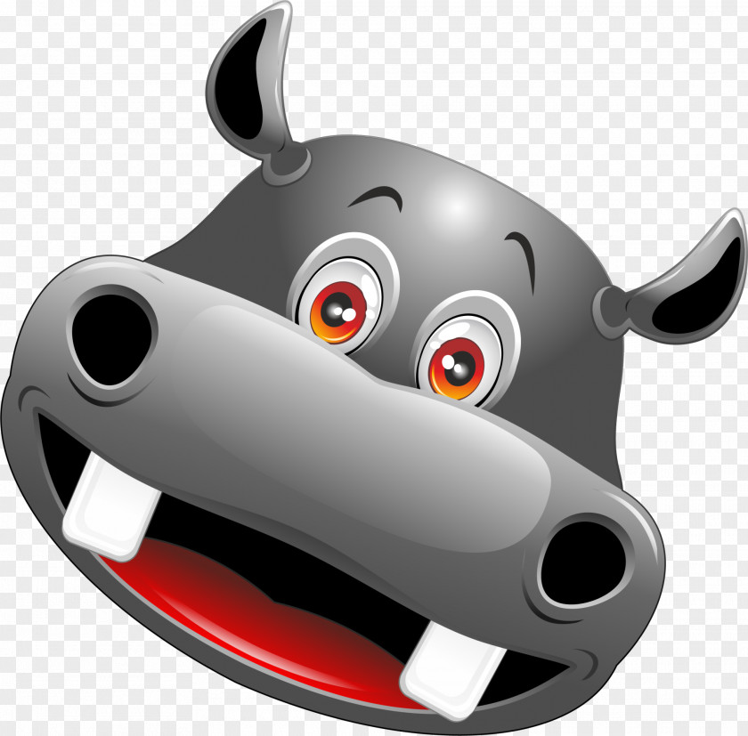 Gray Cartoon Hippo Hippopotamus PNG