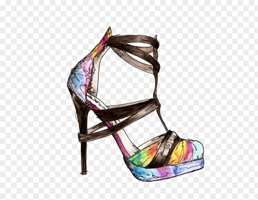 Watercolor High-heeled Shoes Chanel Fashion Shoe Clothing Illustration PNG