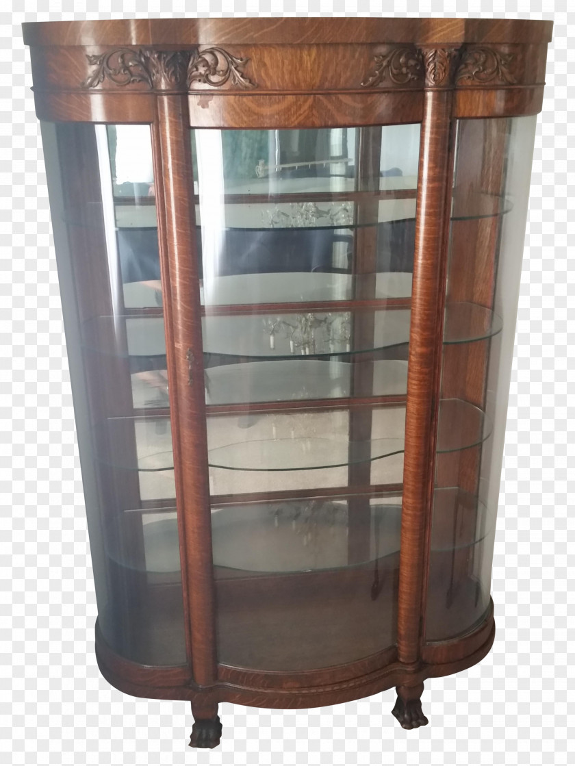 Glass Display Case Chiffonier Antique Wood Stain PNG